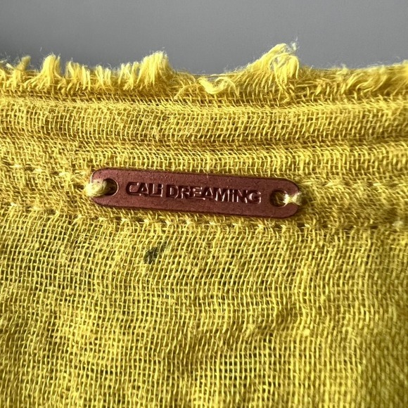 CALI DREAMING Yellow Gauze Dress Black Splatter Print Oversized Maxi Size XS/S - Picture 9 of 11